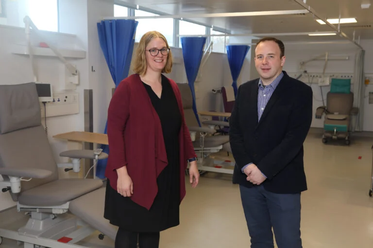 Dr Michelle Canavan, Consultant Stroke Physician at Galway University Hospitals and Professor Andrew Smyth, Professor of Clinical Epidemiology at NUI Galway, Director of the HRB-Clinical Research Facility Galway and a Consultant Nephrologist at Galway University Hospitals at the HRB- Clinical Research Facility Galway.