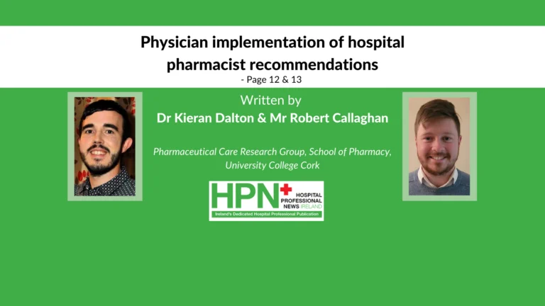 Physician implementation of hospital pharmacist recommendations