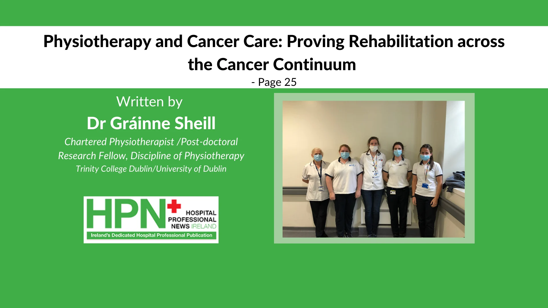 Physiotherapy and Cancer Care: Providing Rehabilitation across the Cancer Continuum
