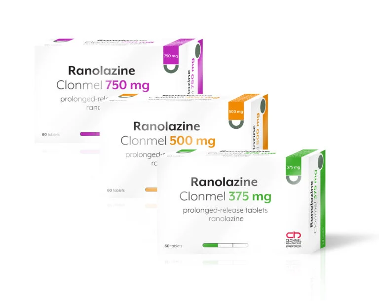 Clonmel Healthcare is delighted to announce the launch of Ranolazine Clonmel 375mg, 500mg and 750mg prolonged-release tablets.
