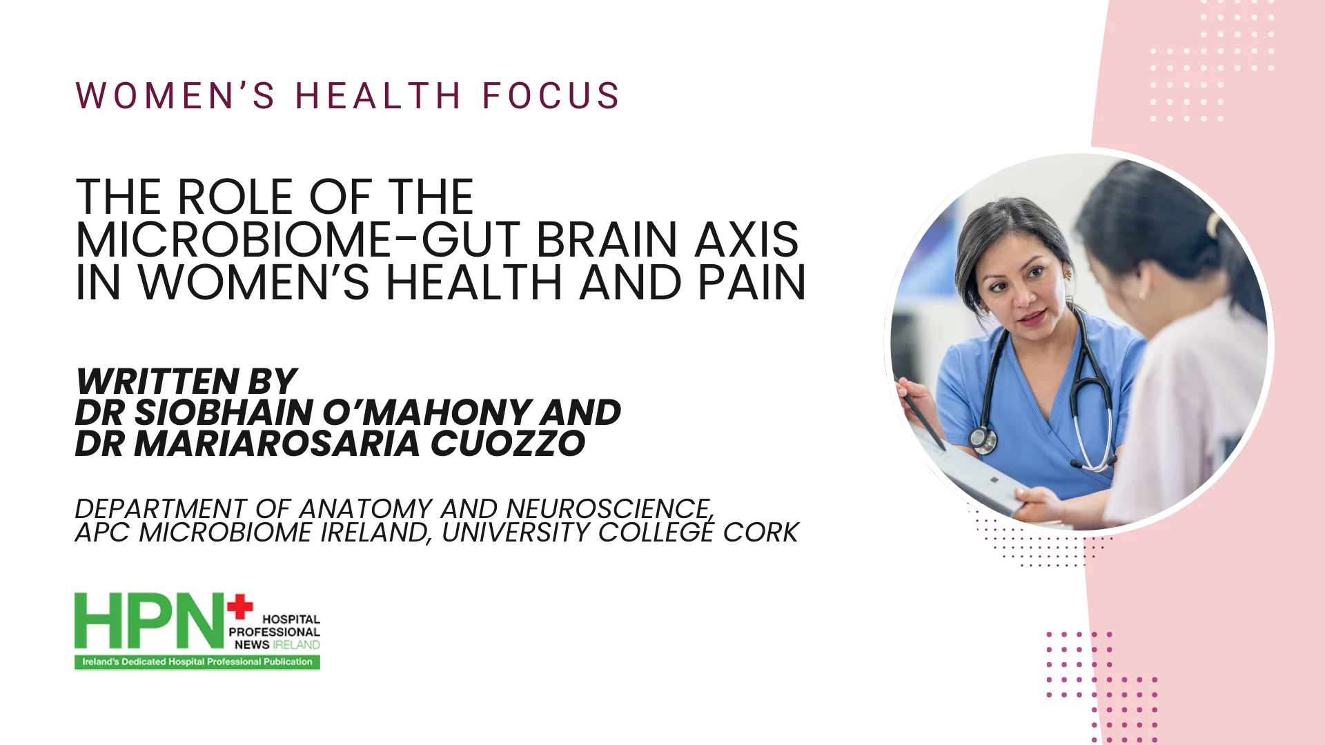 The Role of the Microbiome-Gut Brain Axis in Women’s Health and Pain