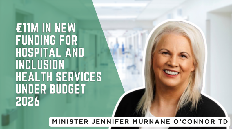 Minister Jennifer Murnane O’Connor TD announces €11m Budget 2026 funding for inclusion health and hospital drug services